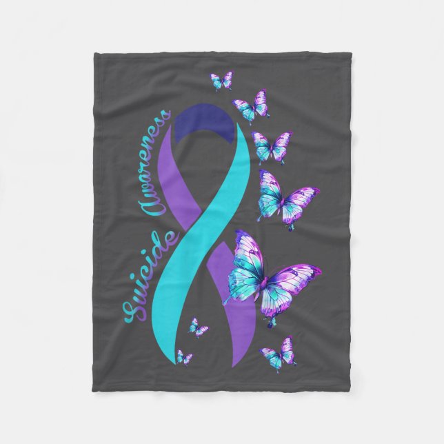 Suicide Prevention Awareness Teal Purple Ribbon Bu Fleecedecke (Vorderseite)