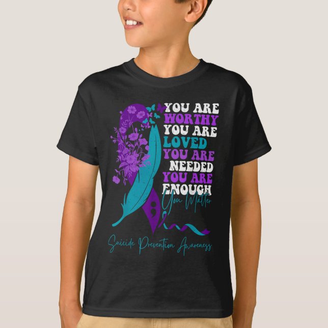 Suicide Prevention Awareness Teal Purple Ribbon Yo T-Shirt (Vorderseite)