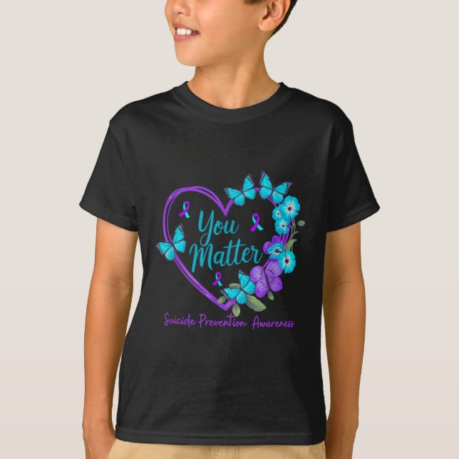 Suicide Prevention Awareness Teal Purple Ribbons Y T-Shirt (Vorderseite)