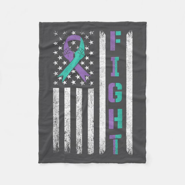 Suicide Prevention Awareness Teal Purple Usa Flag  Fleecedecke (Vorderseite)