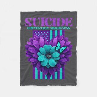Suicide Prevention Awareness Usa Flag Premium  Fleecedecke