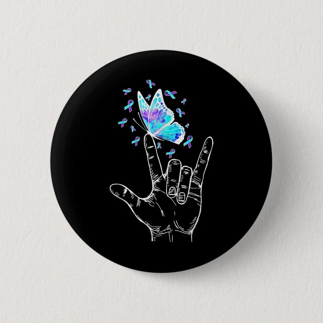 Suicide Prevention Awareness Week Butterfly Love H Button (Vorderseite)