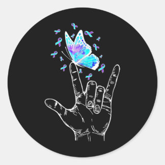 Suicide Prevention Awareness Week Butterfly Love H Runder Aufkleber