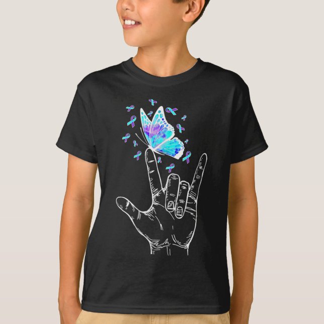 Suicide Prevention Awareness Week Butterfly Love H T-Shirt (Vorderseite)