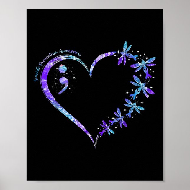 Suicide Prevention Awareness Week Heart Semicolon  Poster (Vorne)