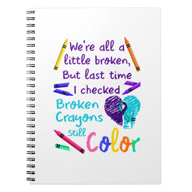 Suicide Prevention Broken Still Color Notizblock (Vorderseite)