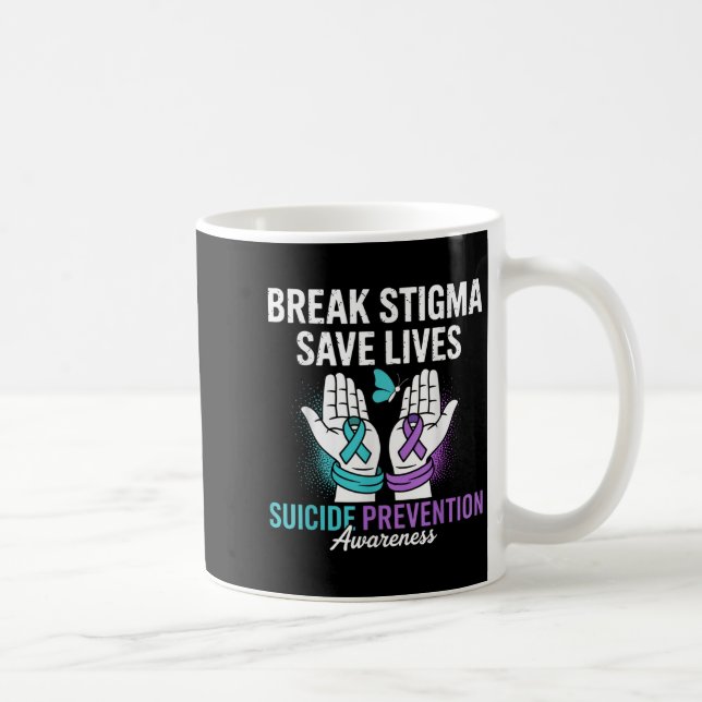 Suicide Prevention Suprt Break Stigma Suicide Awar Kaffeetasse (Rechts)