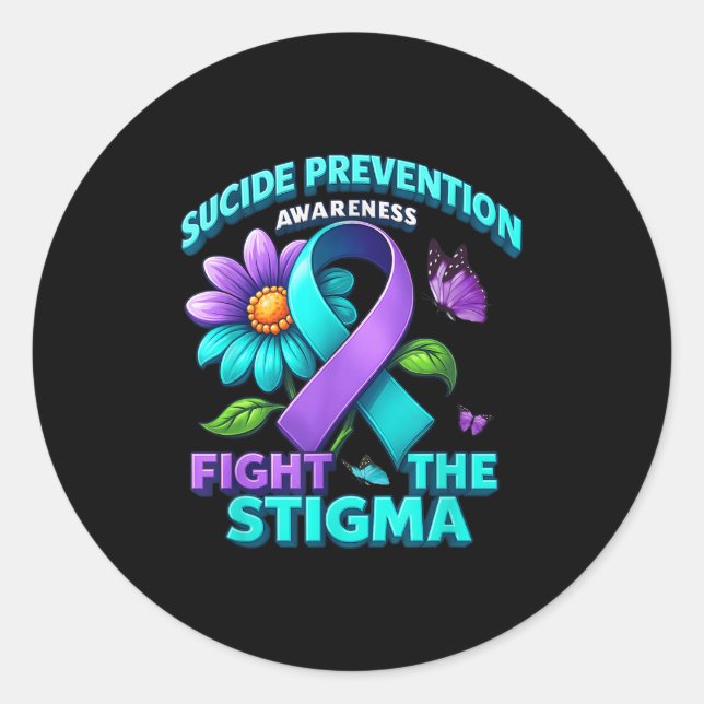 Suicide Prevention Suprt Fight Stigma Suicide Awar Runder Aufkleber (Vorderseite)
