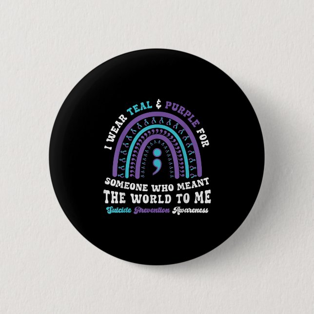 Suicide Prevention Wear Teal Purple Mental Health  Button (Vorderseite)