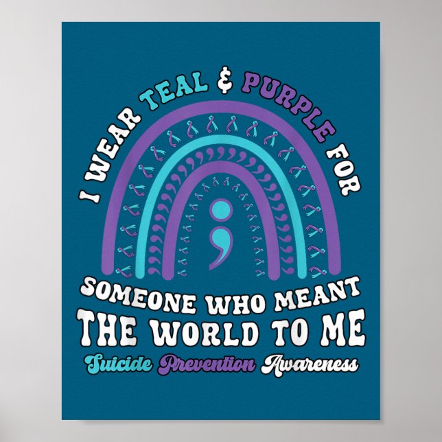 Suicide Prevention Wear Teal Purple Mental Health  Poster (Vorne)