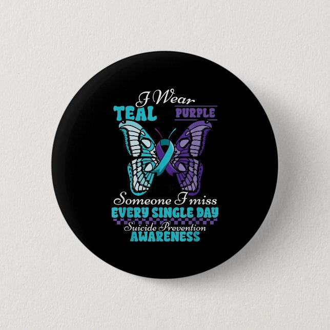 Suicide Prevention Wear Teal Purple Someone I Miss Button (Vorderseite)
