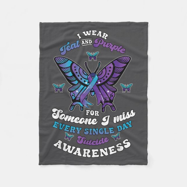 Suicide Prevention Wear Teal Purple Someone I Miss Fleecedecke (Vorderseite)