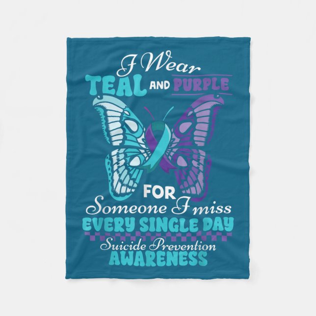 Suicide Prevention Wear Teal Purple Someone I Miss Fleecedecke (Vorderseite)