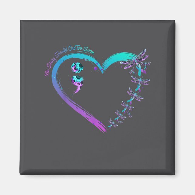 Suicide Prevention Week Dragonfly Heart Ribbon Sem Magnet (Vorne)
