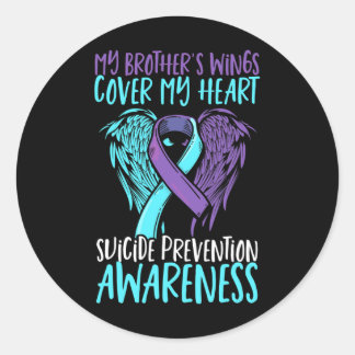 Suicide Prevention Wings And Ribbon Suicide Awaren Runder Aufkleber