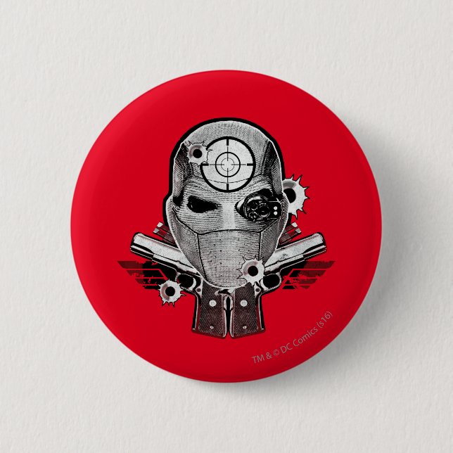 Suicide Squad | Deadshot Mask & Guns Tattoo Art Button (Vorderseite)