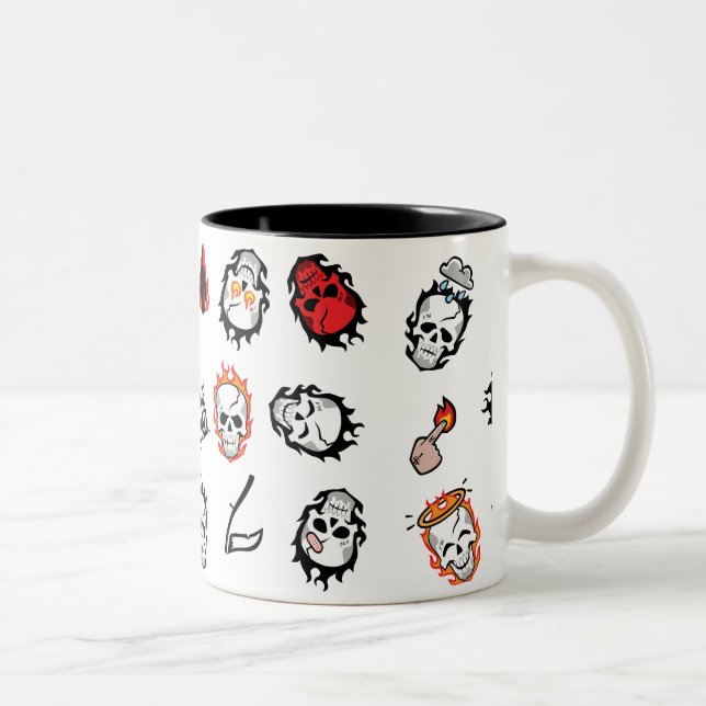 Suicide Squad | Diablo Emoji Pattern Zweifarbige Tasse (Rechts)