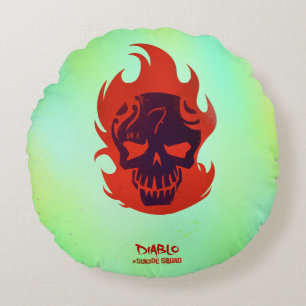 Suicide Squad   Diablo Head Icon Rundes Kissen