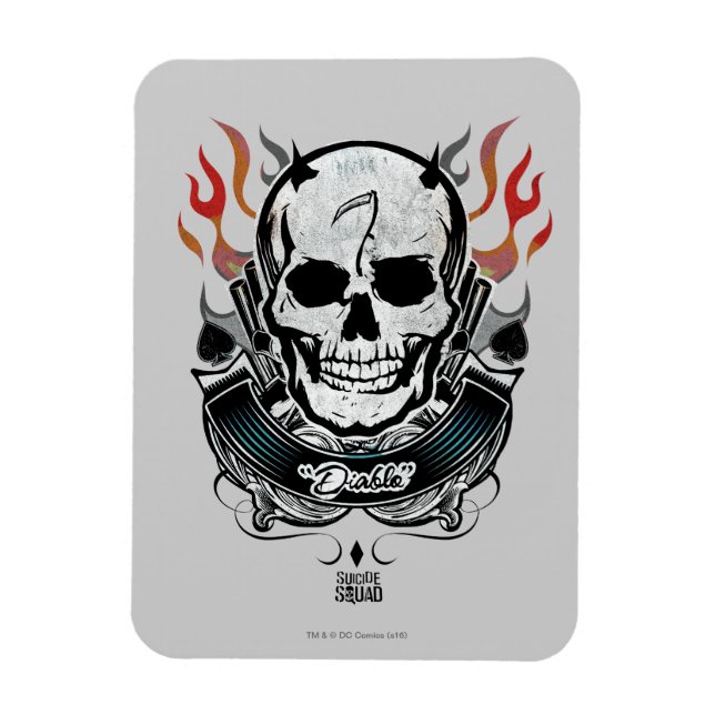 Suicide Squad | Diablo Skull & Flames Tattoo Art Magnet (Vertikal)