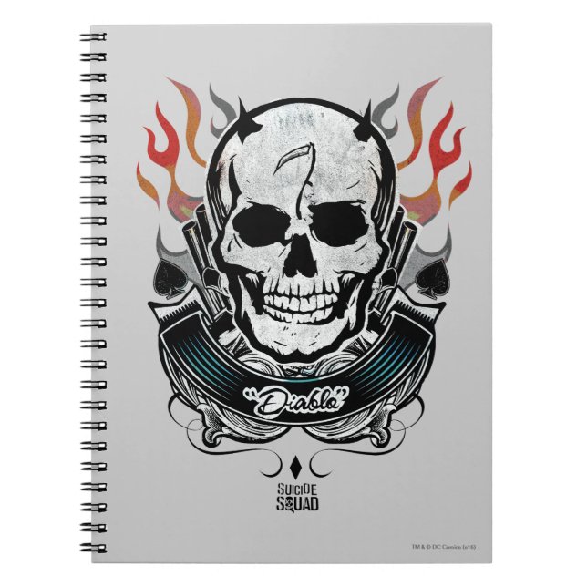 Suicide Squad | Diablo Skull & Flames Tattoo Art Notizblock (Vorderseite)