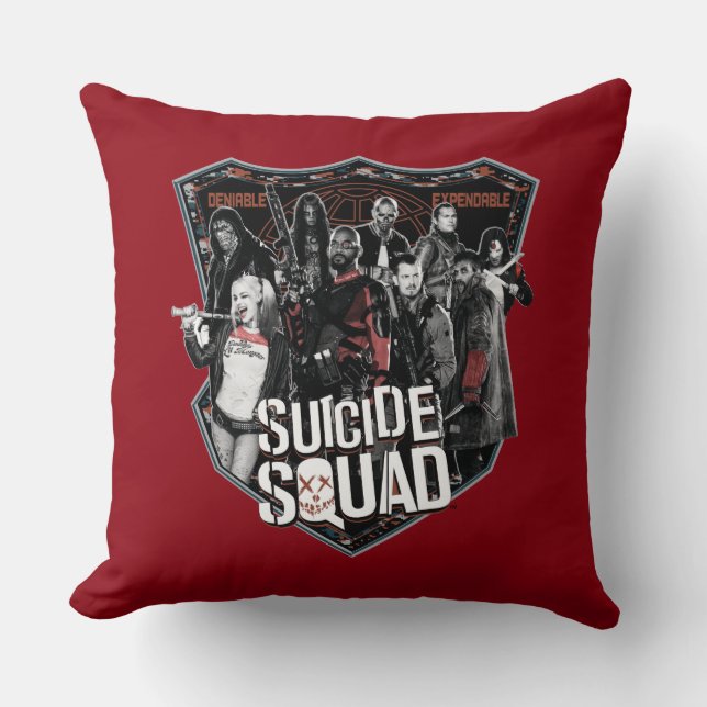 Suicide Squad | Group Abzeichen Foto Kissen (Vorderseite)