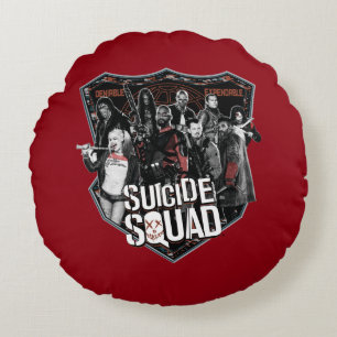 Suicide Squad Group Abzeichen Foto Rundes Kissen