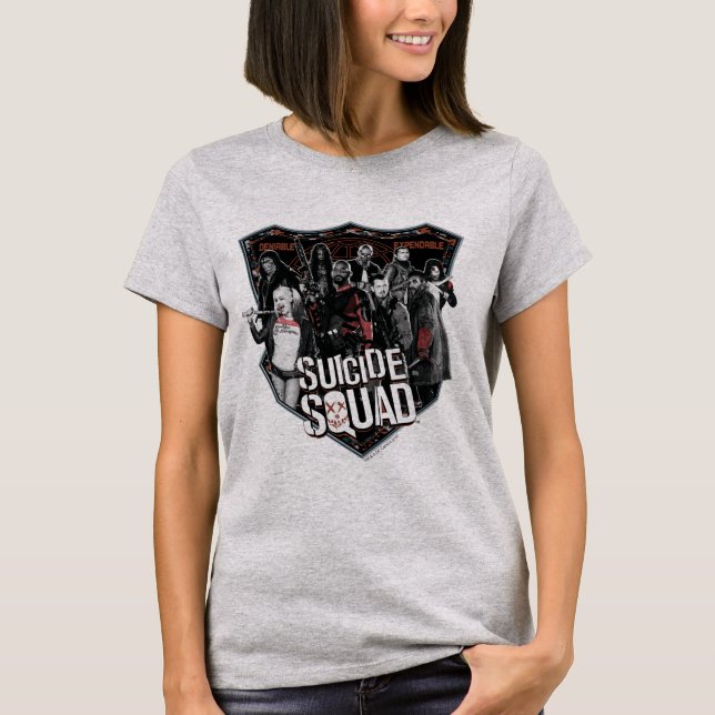 Suicide Squad | Group Abzeichen Foto T-Shirt (Vorderseite)