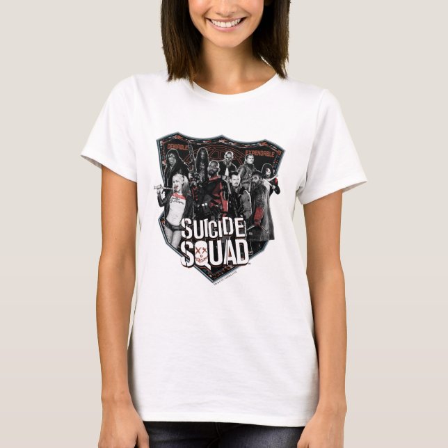 Suicide Squad Group Badge Foto T-Shirt (Vorderseite)