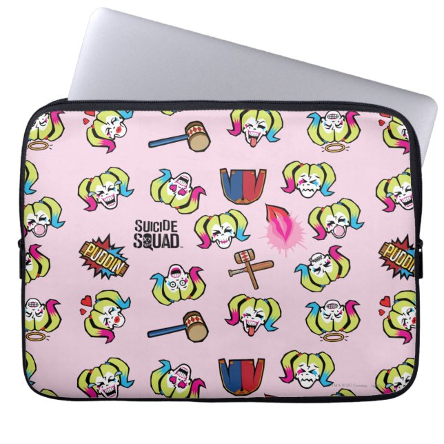Suicide Squad | Harley Quinn Emoji Pattern Laptopschutzhülle (Vorderseite)