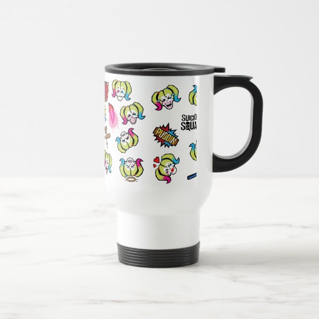 Suicide Squad | Harley Quinn Emoji Pattern Reisebecher (Rechts)