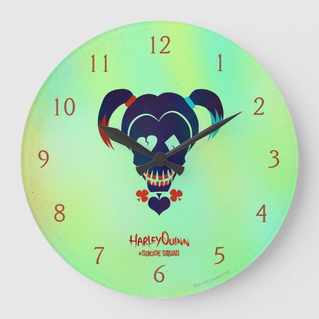Suicide Squad | Harley Quinn Head Icon Große Wanduhr (Vorderseite)