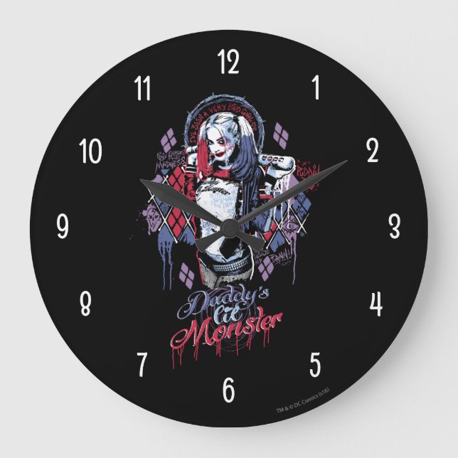 Suicide Squad Harley Quinn Inked Graffiti Große Wanduhr (Vorderseite)
