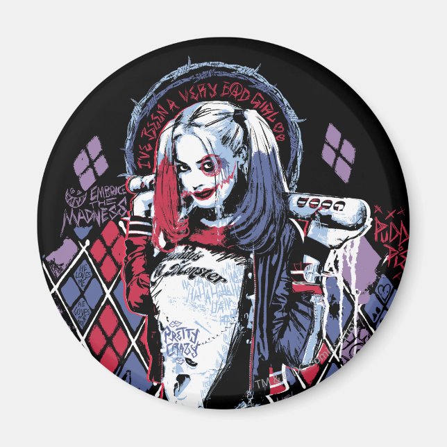 Suicide Squad | Harley Quinn Inked Graffiti Magnet (Vorne)