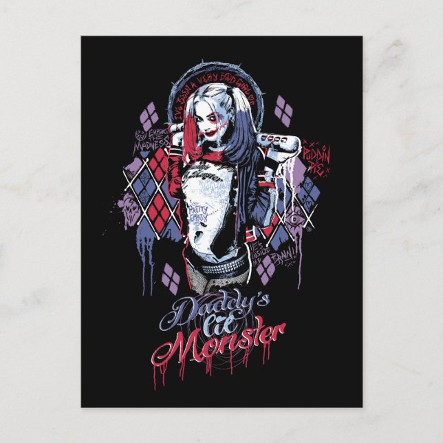 Suicide Squad Harley Quinn Inked Graffiti Postkarte (Vorderseite)