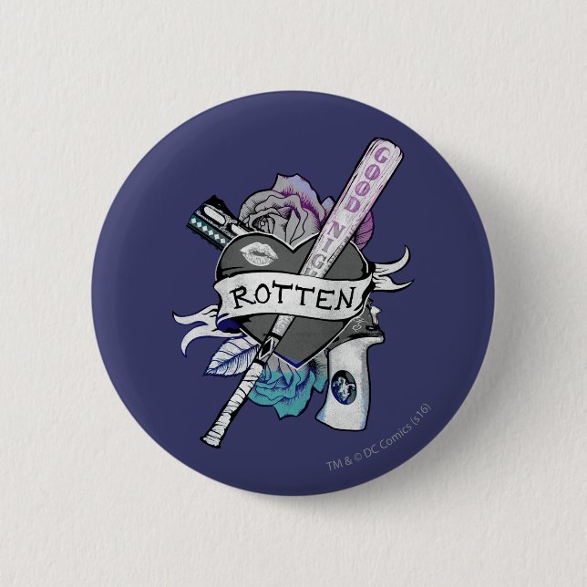 Suicide Squad | Harley Quinn "Rotten" Tattoo Art Button (Vorderseite)