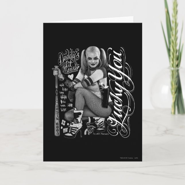 Suicide Squad | Harley Quinn Typografy Foto Karte (Vorderseite)