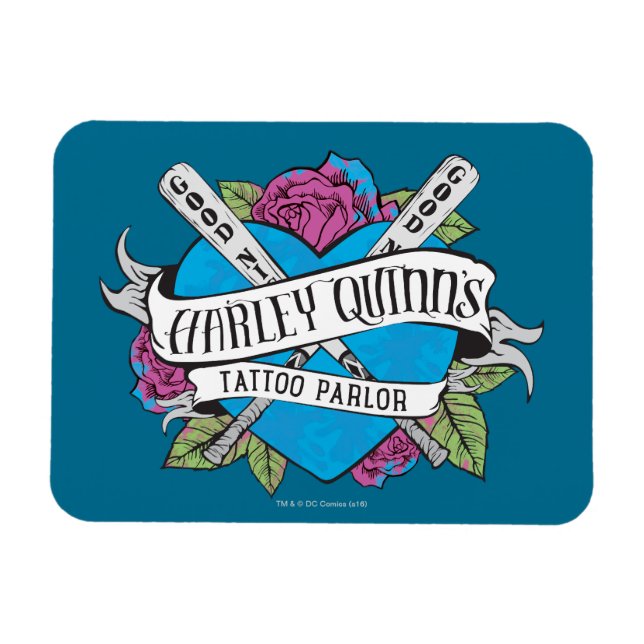 Suicide Squad | Harley Quinns Tattoo Parlor Herz Magnet (Horizontal)