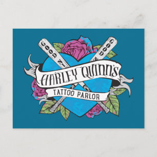 Suicide Squad   Harley Quinns Tattoo Parlor Herz Postkarte