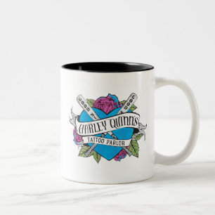 Suicide Squad   Harley Quinns Tattoo Parlor Herz Zweifarbige Tasse