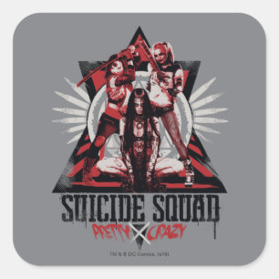 Suicide Squad   Hübsche Crazy Squad Girls Quadratischer Aufkleber