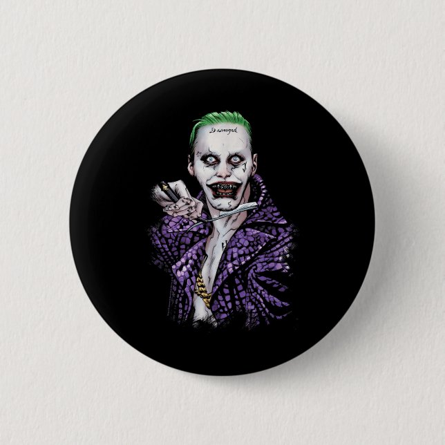 Suicide Squad Joker Blade Black T Shirt Button (Vorderseite)