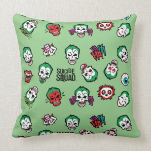 Suicide Squad   Joker Emoji Pattern Kissen
