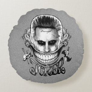 Suicide Squad   Joker Lächeln Rundes Kissen