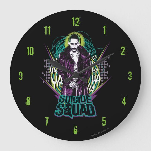 Suicide Squad | Joker Retro Rock Graphic Große Wanduhr (Vorderseite)