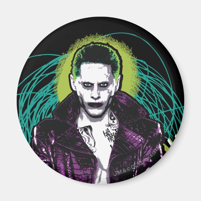 Suicide Squad | Joker Retro Rock Graphic Magnet (Vorne)