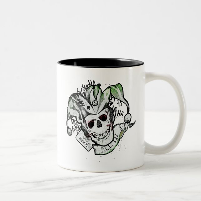 Suicide Squad | Joker Skull "All in" Tattoo Art Zweifarbige Tasse (Rechts)
