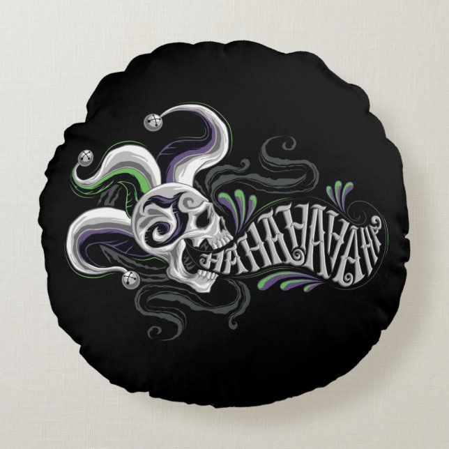 Suicide Squad | Joker Skull - Haha Rundes Kissen (Vorderseite)