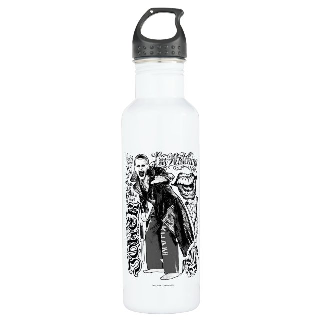 Suicide Squad Joker Typography Foto Trinkflasche (Vorderseite)