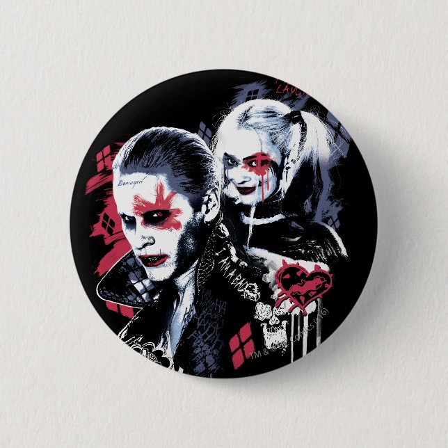 Suicide Squad | Joker und Harley Painted Graffiti Button (Vorderseite)