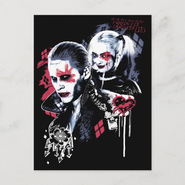 Suicide Squad | Joker und Harley Painted Graffiti Postkarte (Vorderseite)
